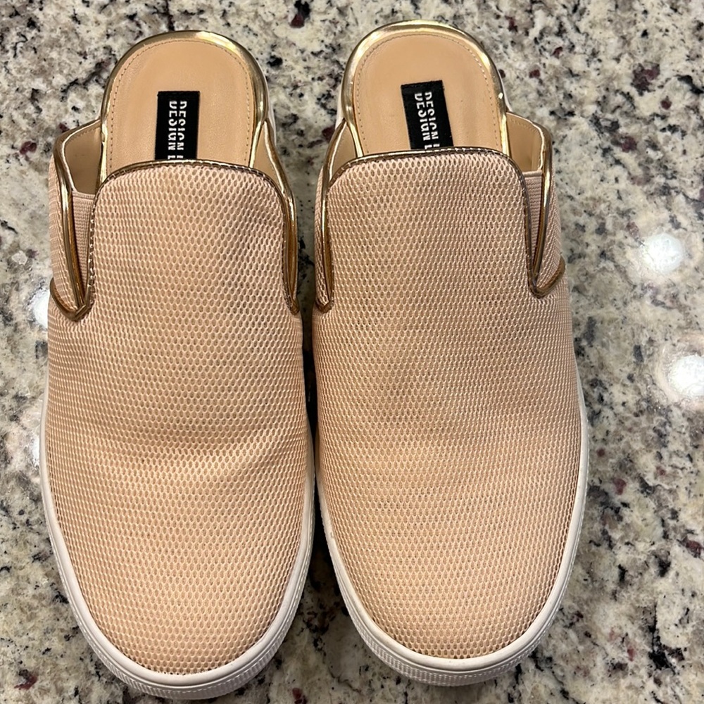 Gently worn X3- size 7- Lord and Taylor blush pink fabric mesh slip ons!